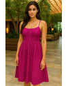 Vestido 3/4 tela bordada