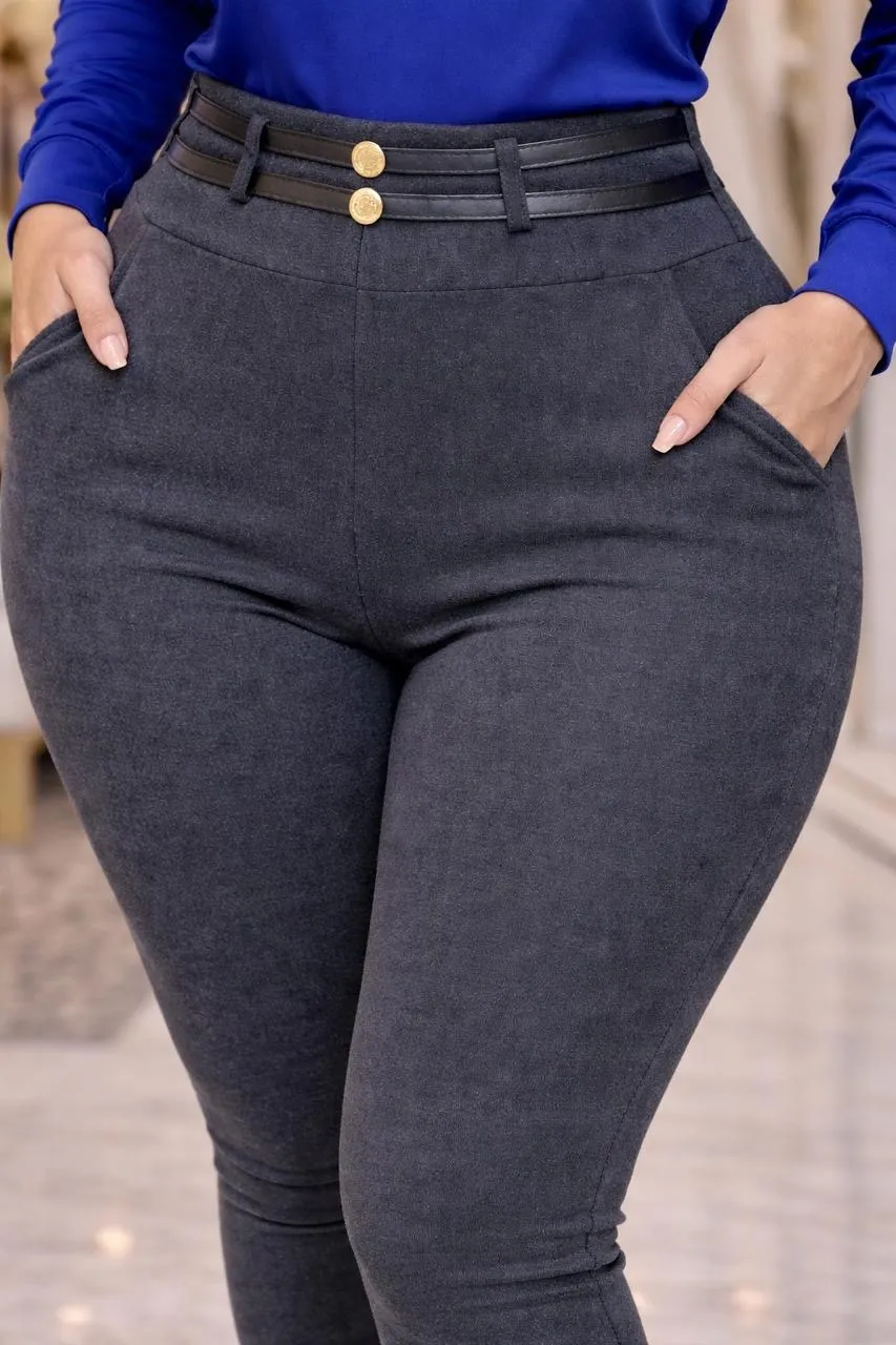 Pantalón Sofy Curvy Gris Oxford Moldeador Premium