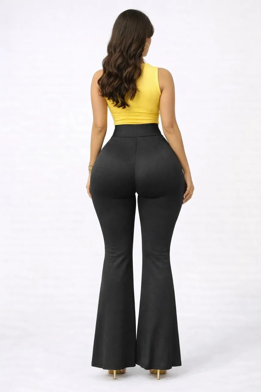 Pantalón Milena Costillero Push Up Pretina Alta 6 Botones Negro