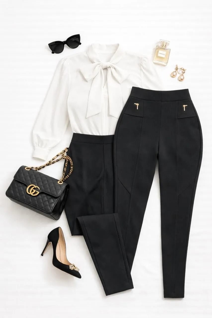 Pantalón Alin negro vestir stretch curvy – pretina alta