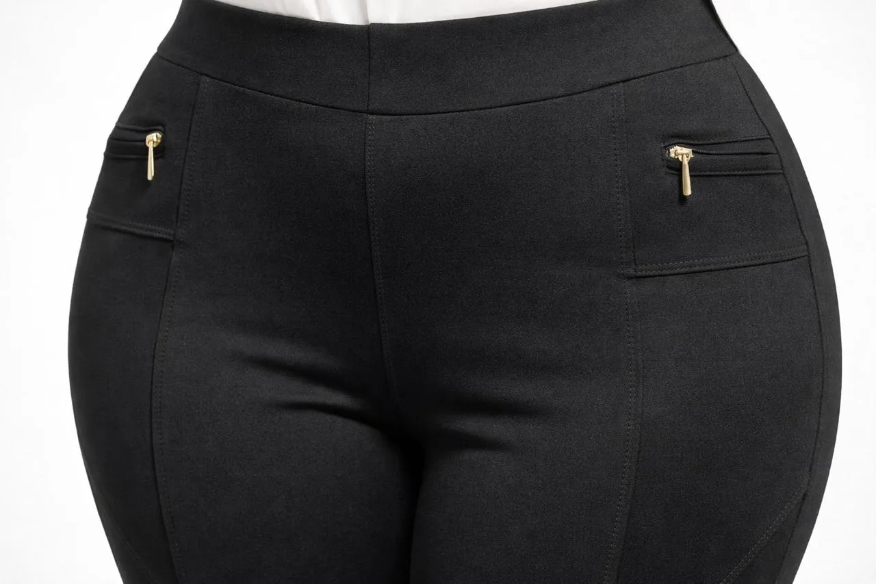 Pantalón Alin negro vestir stretch curvy – pretina alta