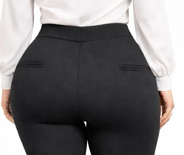 Pantalón Alin negro vestir stretch curvy – pretina alta