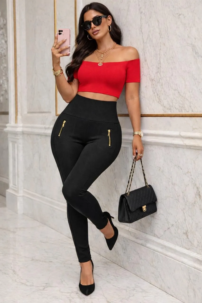 Pantalón Corazón Push Up Moldeador Pretina Alta Negro