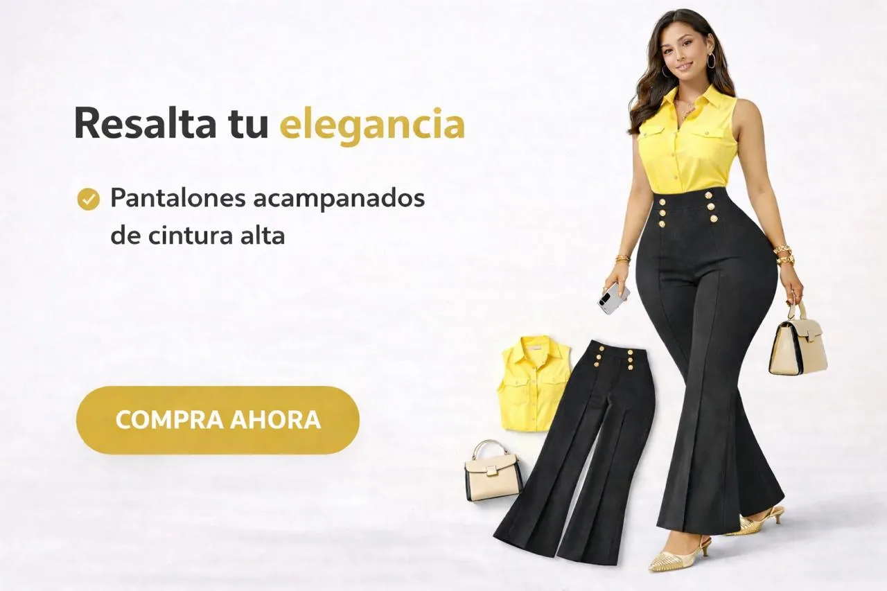 Pantalón Milena Costillero Push Up Pretina Alta 6 Botones Negro