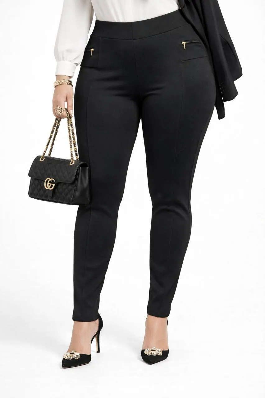 Pantalón Alin negro vestir stretch curvy – pretina alta