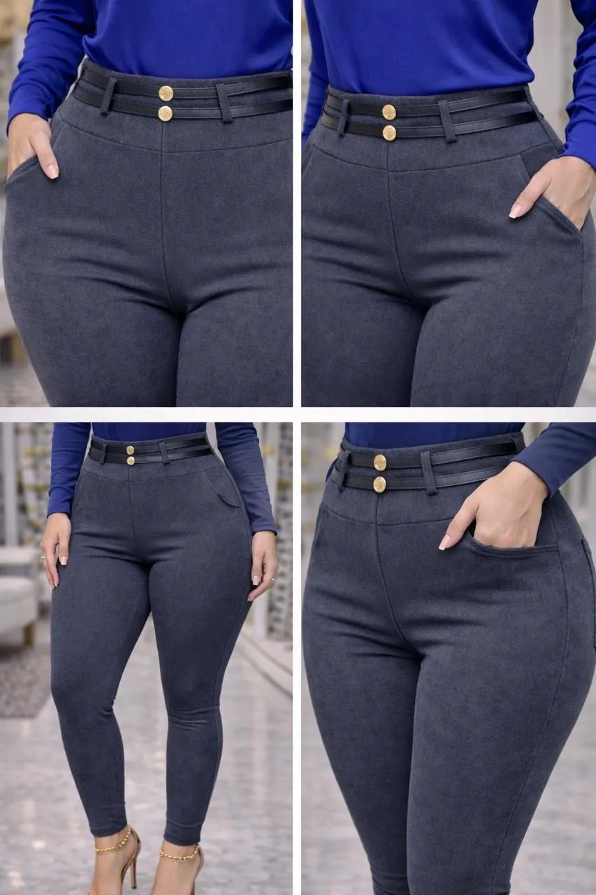 Pantalón Sofy Curvy Gris Oxford Moldeador Premium