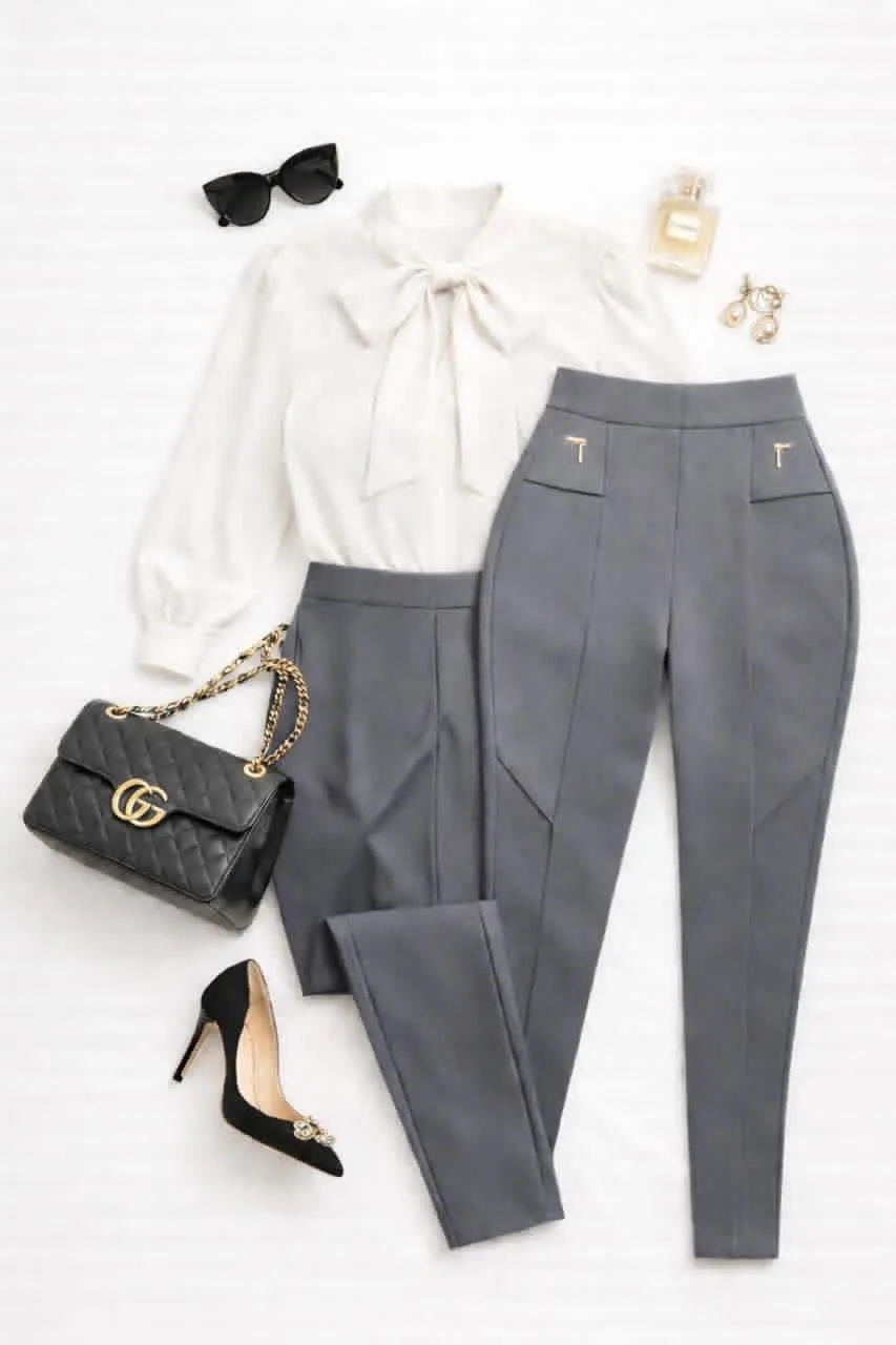 Pantalón vestir stretch curvy – pretina alta