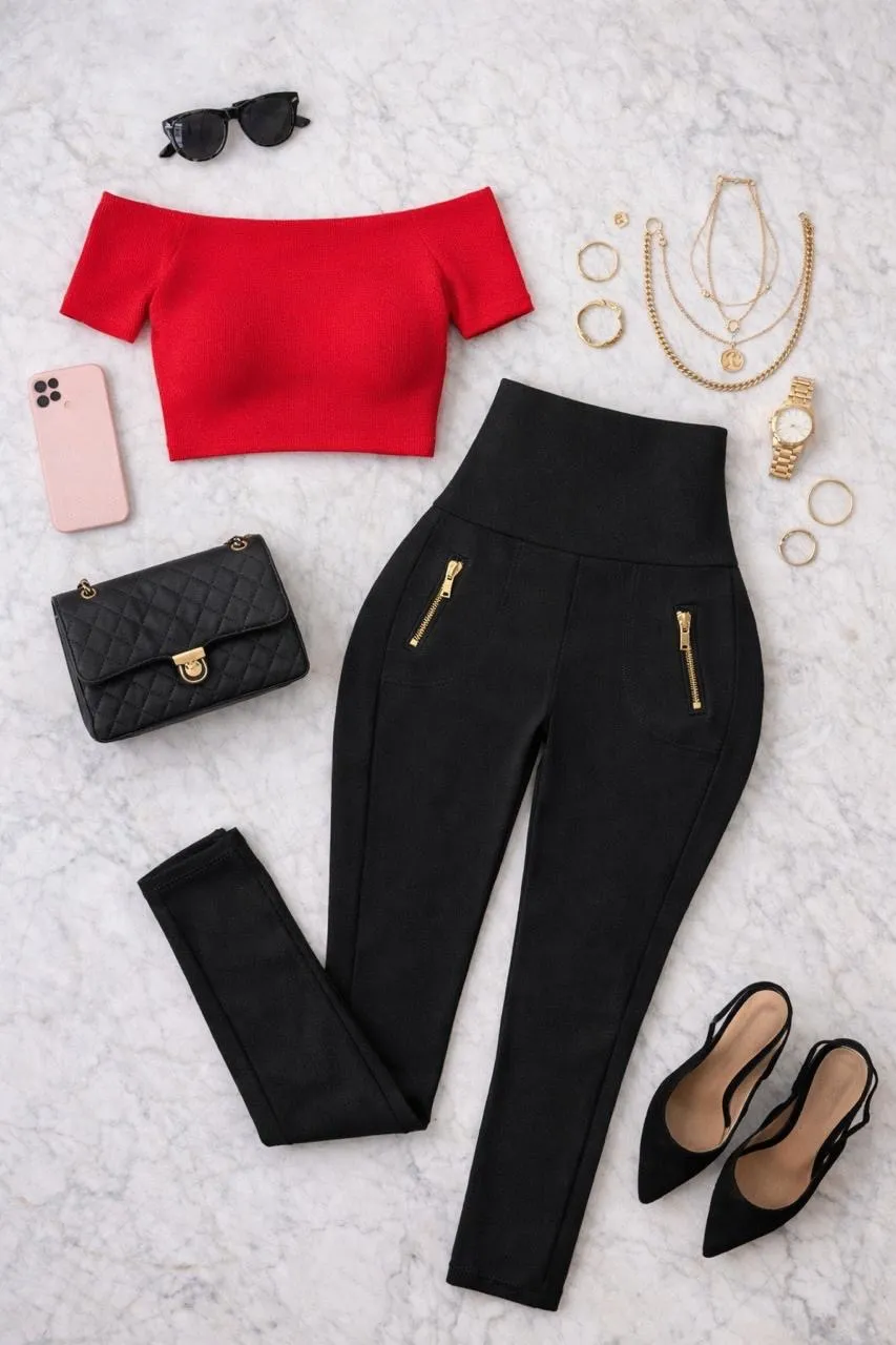 Pantalón Corazón Push Up Moldeador Pretina Alta Negro