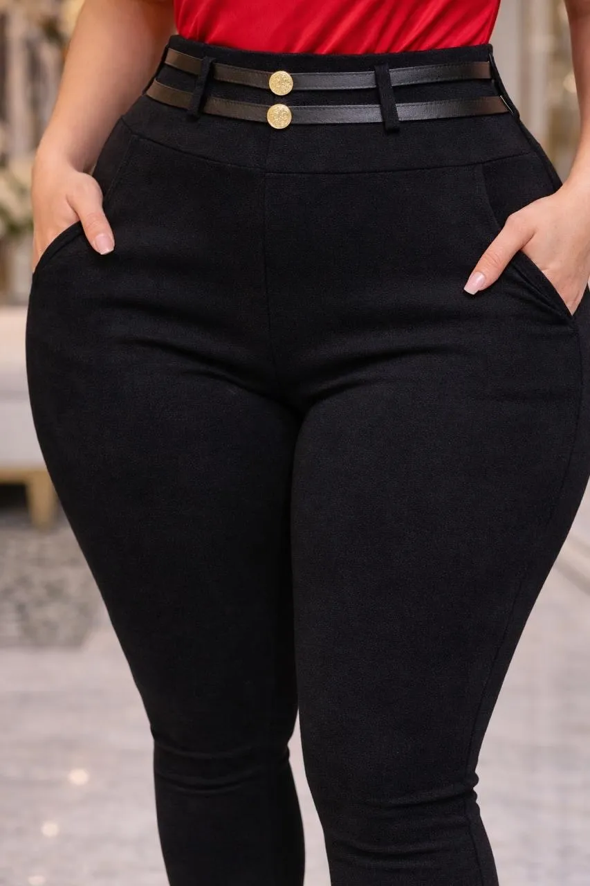 Pantalón Sofy Curvy Negro Moldeador Premium