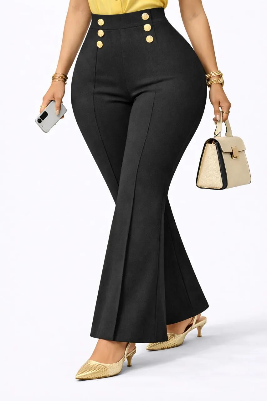 Pantalón Milena Costillero Push Up Pretina Alta 6 Botones Negro