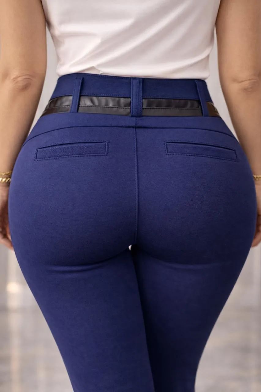 Pantalón Melissa Azul Marino Moldeador Premium Pretina Alta Stretch