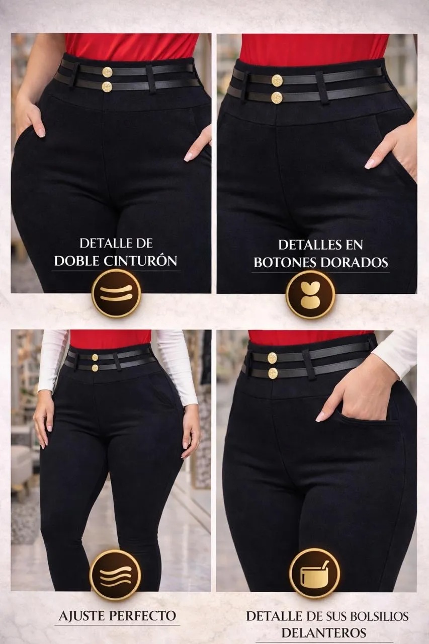 Pantalón Sofy Curvy Negro Moldeador Premium