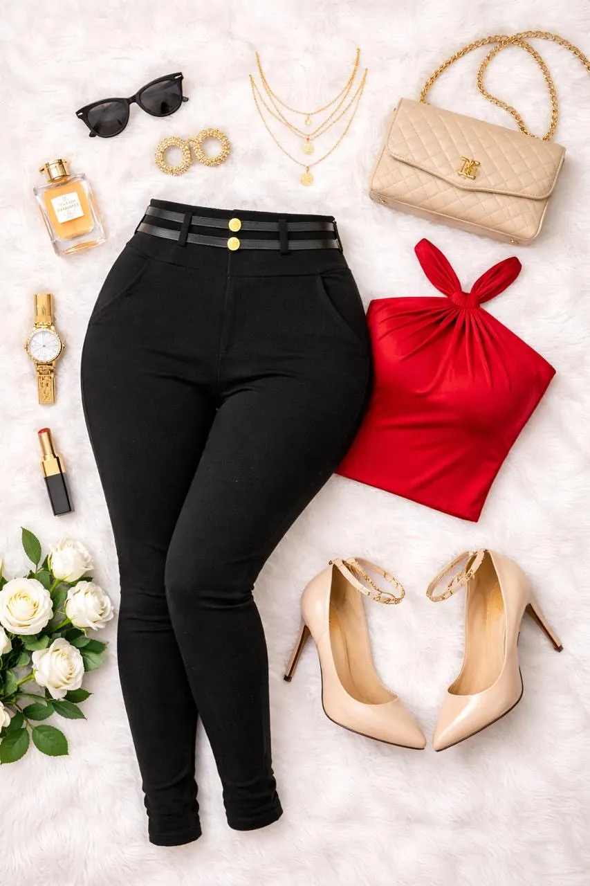 Pantalón Sofy Curvy Negro Moldeador Premium