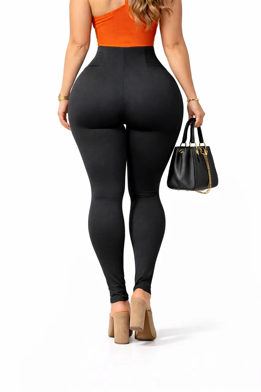 Pantalón Almendra Push Up Pretina Alta Negro XXL Curvy