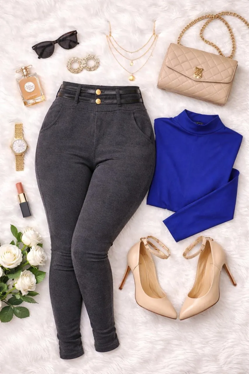 Pantalón Sofy Curvy Gris Oxford Moldeador Premium