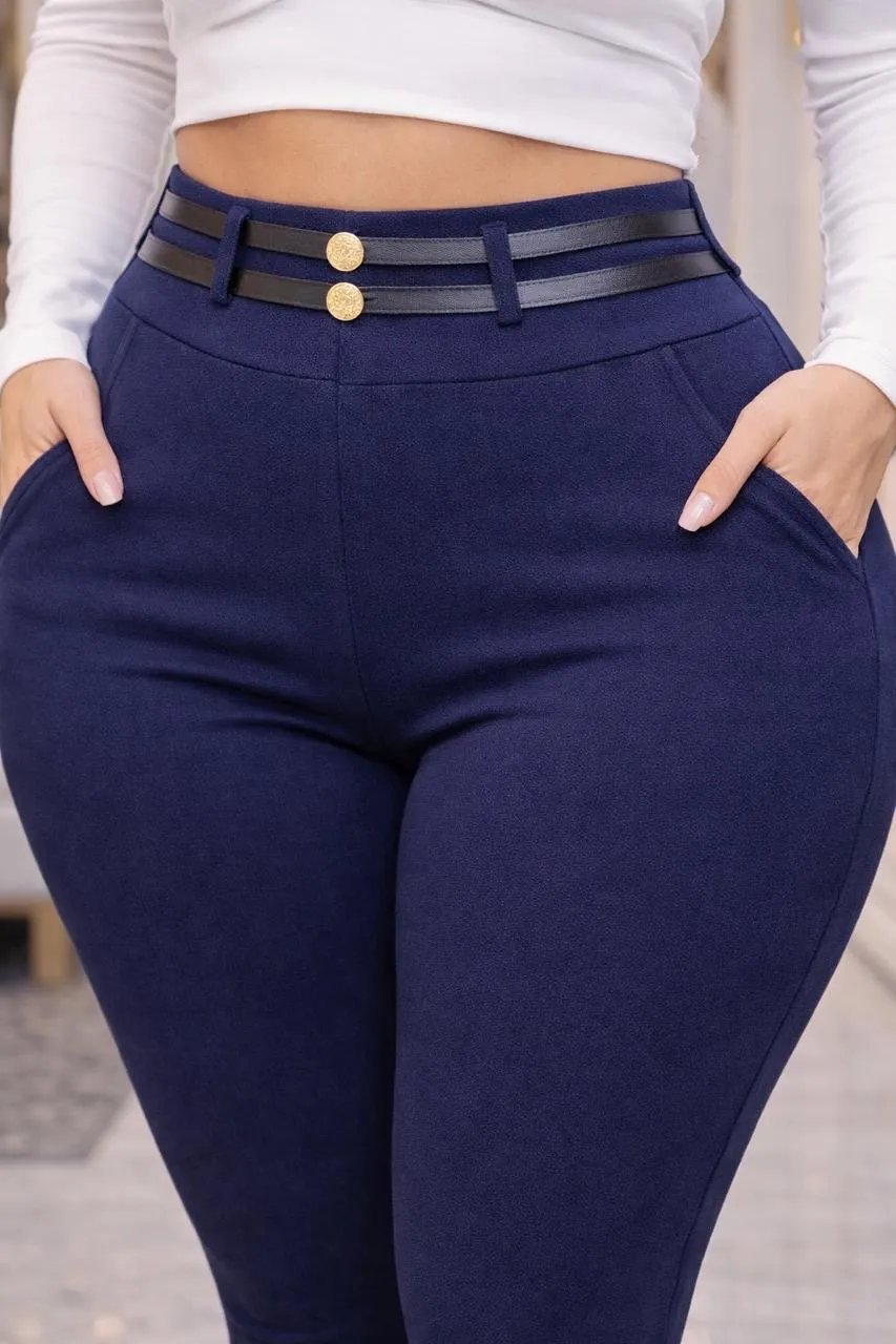 Pantalón Sofy Curvy Azul Marino Moldeador Premium