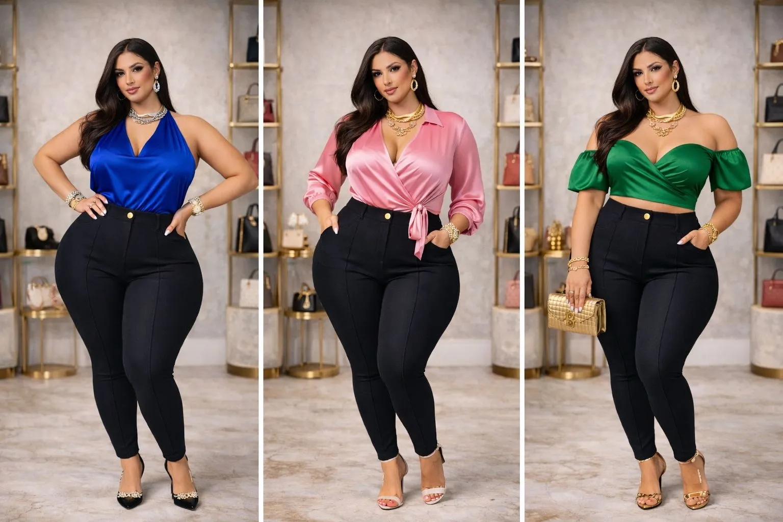 Pantalón Curvy Erika  Push Up Pretina Alta Moldeador Negro