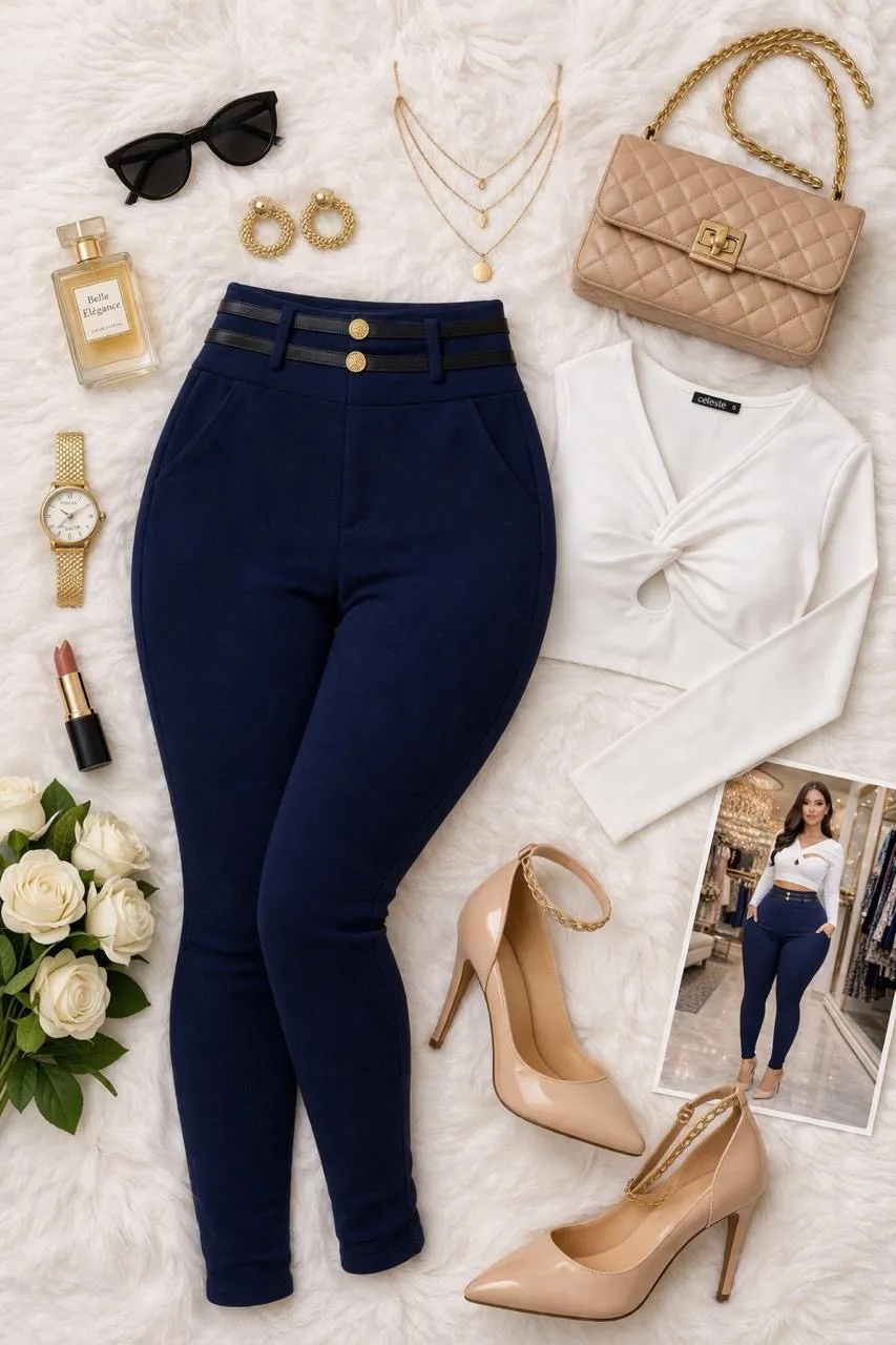 Pantalón Sofy Curvy Azul Marino Moldeador Premium