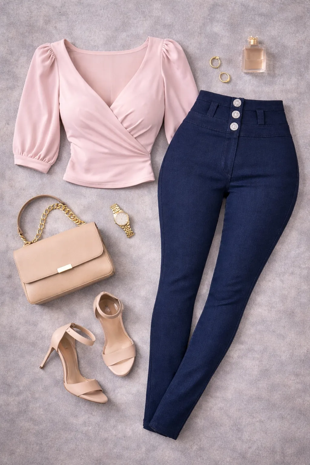 Pantalón Karen Pretina Alta 3 Botones Azul Marino